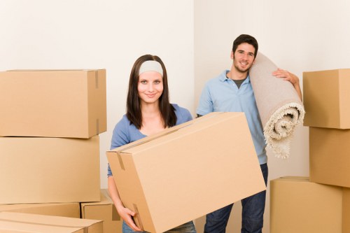 Packed moving boxes prepared for home moves in Watford