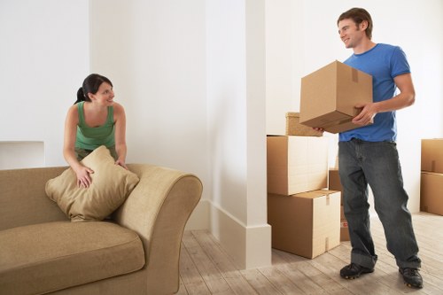 Packed boxes and furniture ready for urgent removals